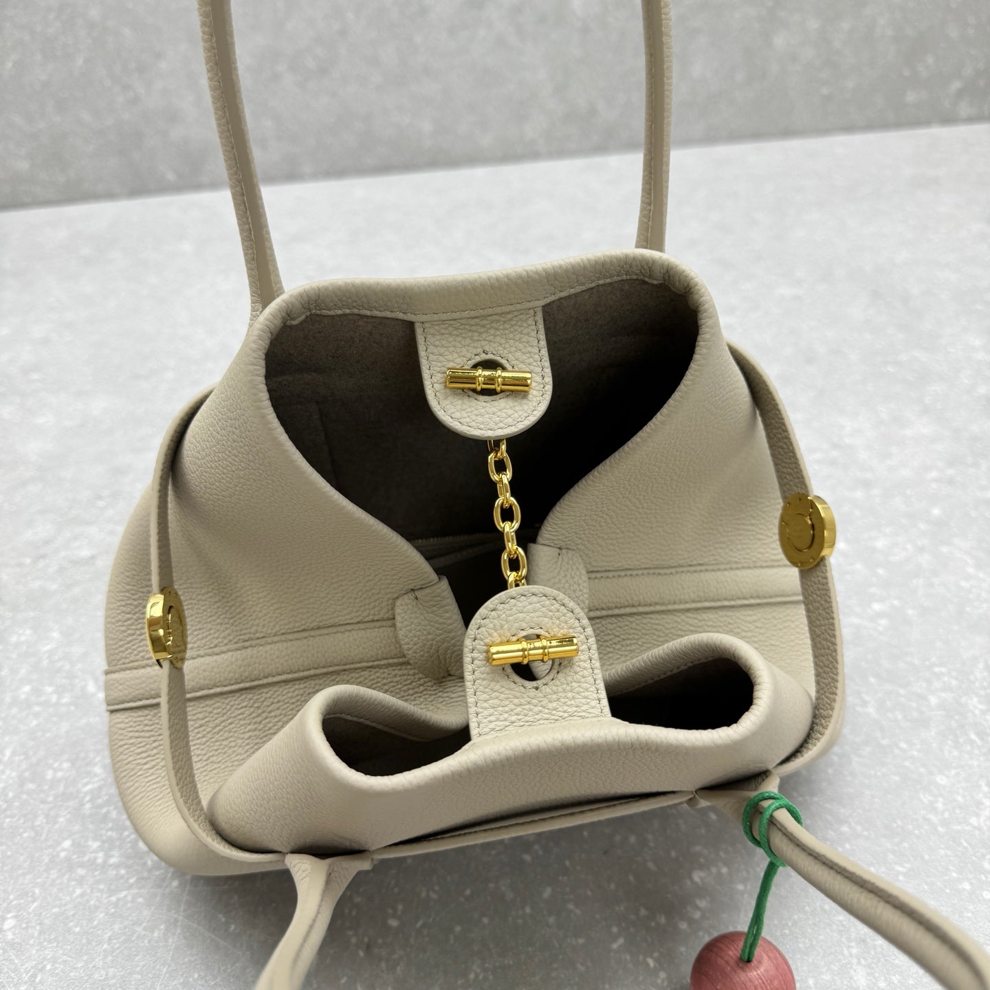 ** Loro Piana Ghiera Leather Tote Bag - Light Gray
**