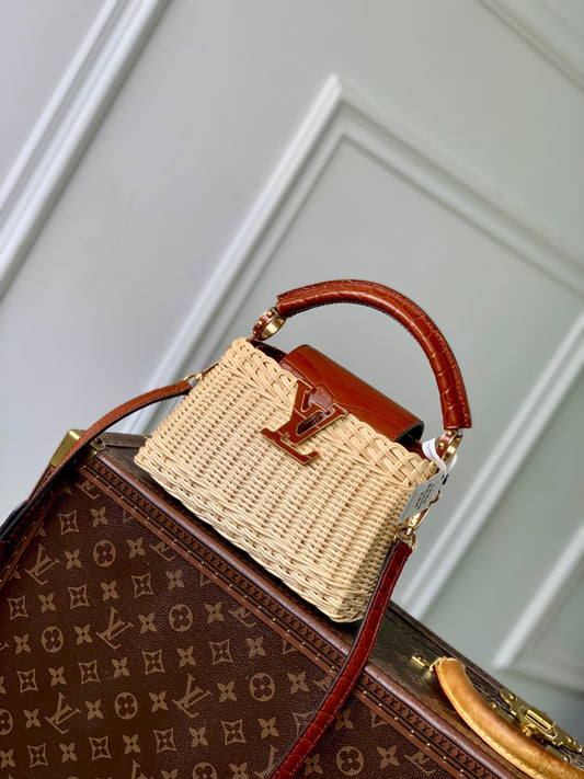 ** LV Capucines Mini Handbag - Brown Crocodile Pattern

**
