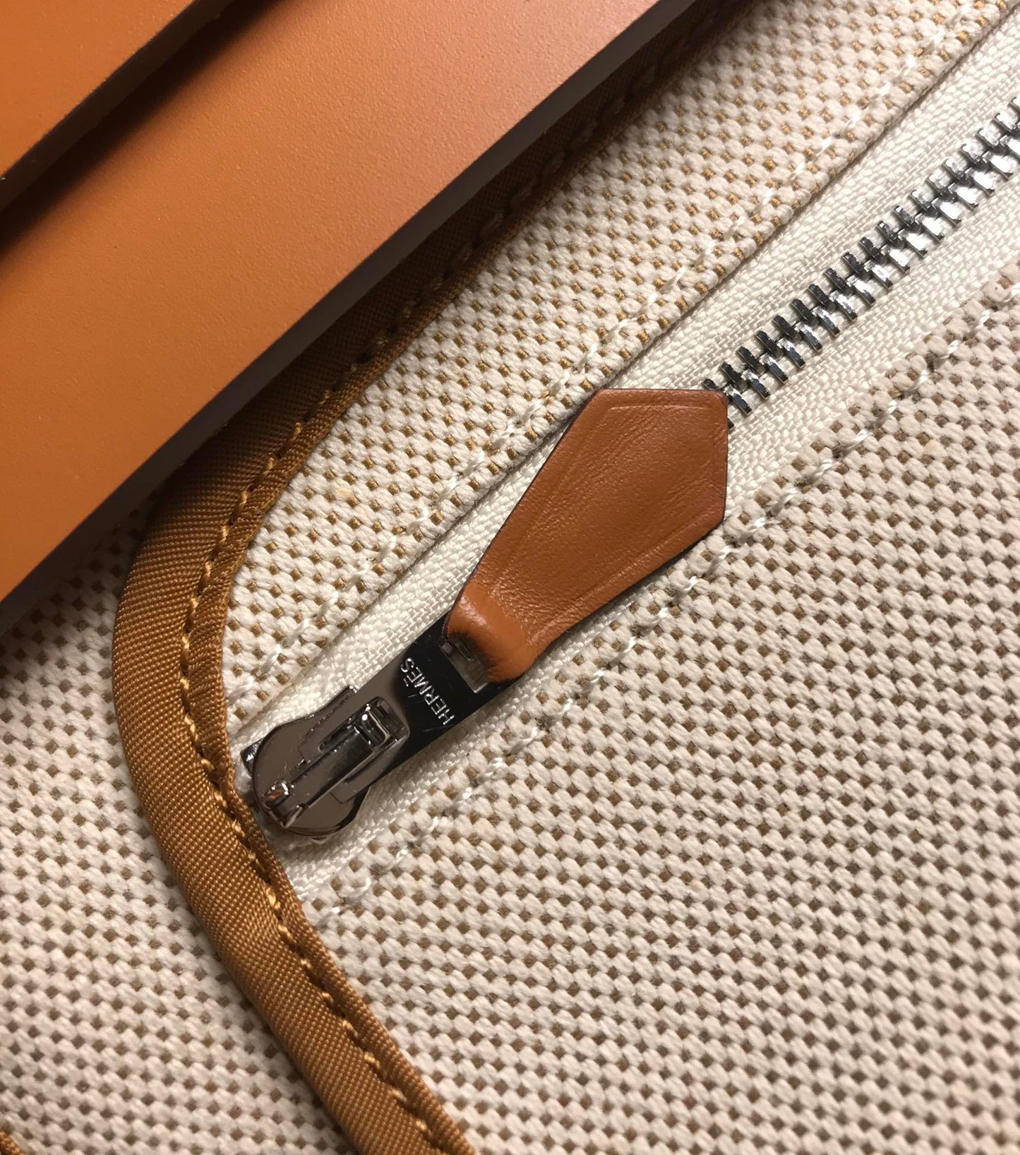 ** Hermes Herbag 31cm Semi-Handmade Tote - Apricot & Brown

**