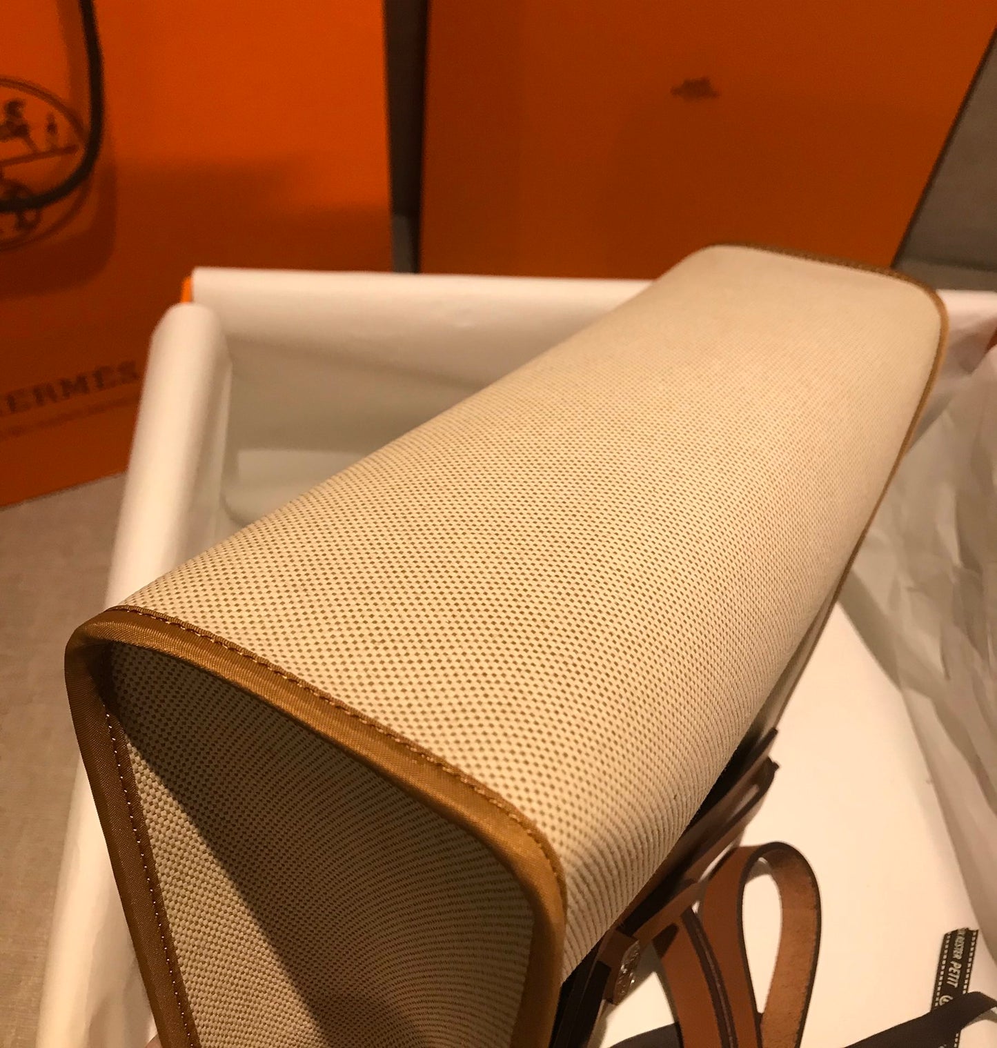 ** Hermes Herbag 31cm Semi-Handmade Tote - Apricot & Brown

**