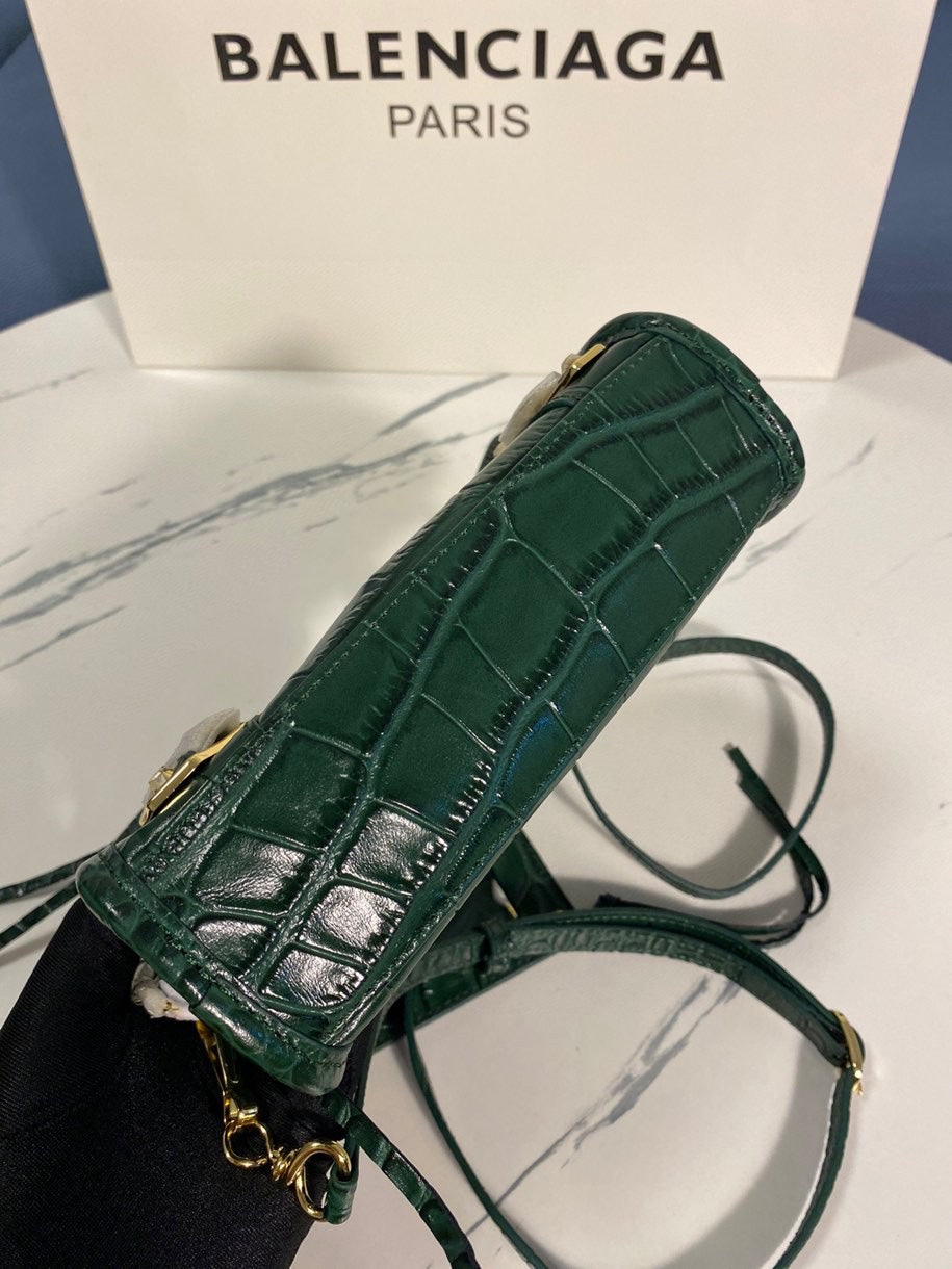 ** Balenciaga Classic Crocodile Pattern Motorcycle Bag in Green

**