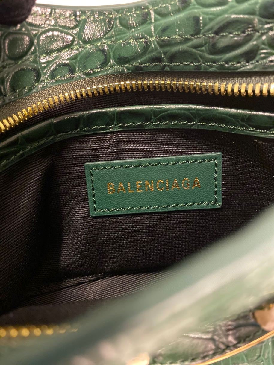 ** Balenciaga Classic Crocodile Pattern Motorcycle Bag in Green

**