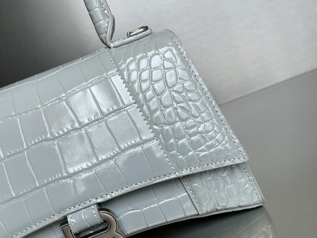 ** Balenciaga Hourglass Bag - Crocodile Pattern Gray (23cm)

**