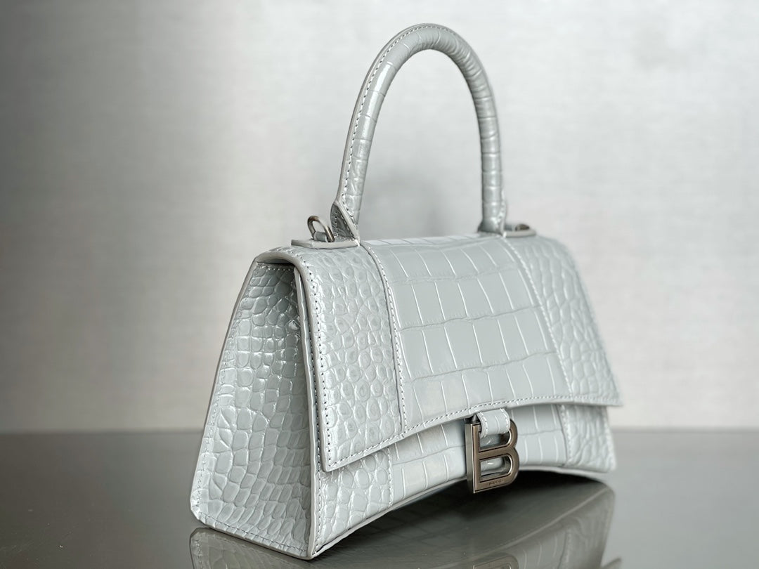** Balenciaga Hourglass Bag - Crocodile Pattern Gray (23cm)

**