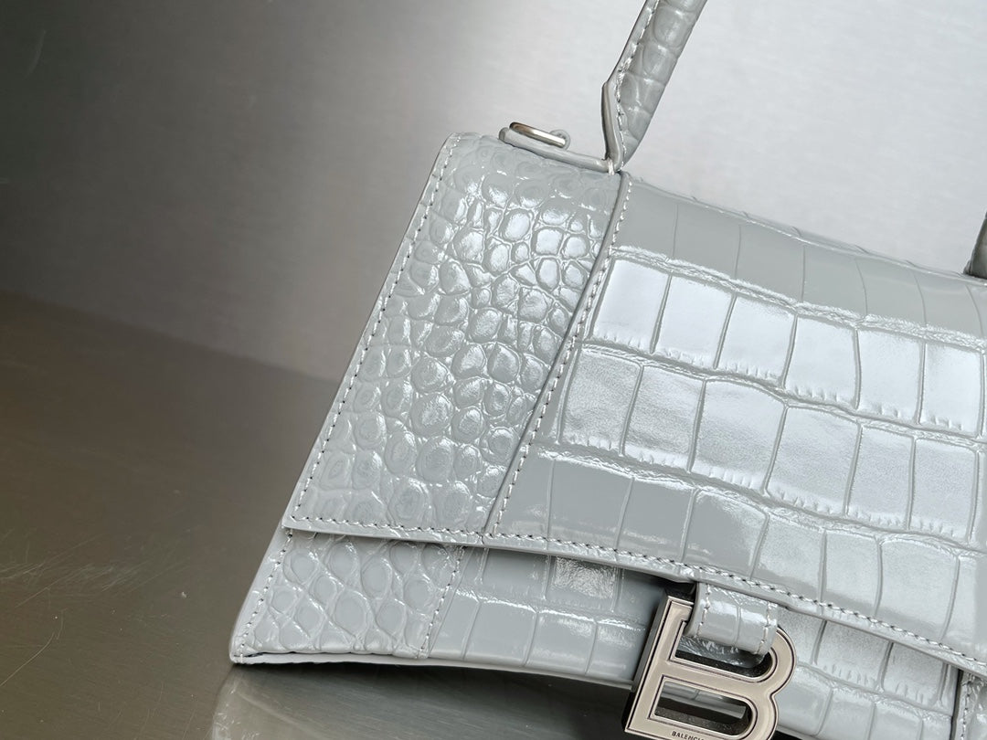 ** Balenciaga Hourglass Bag - Crocodile Pattern Gray (23cm)

**