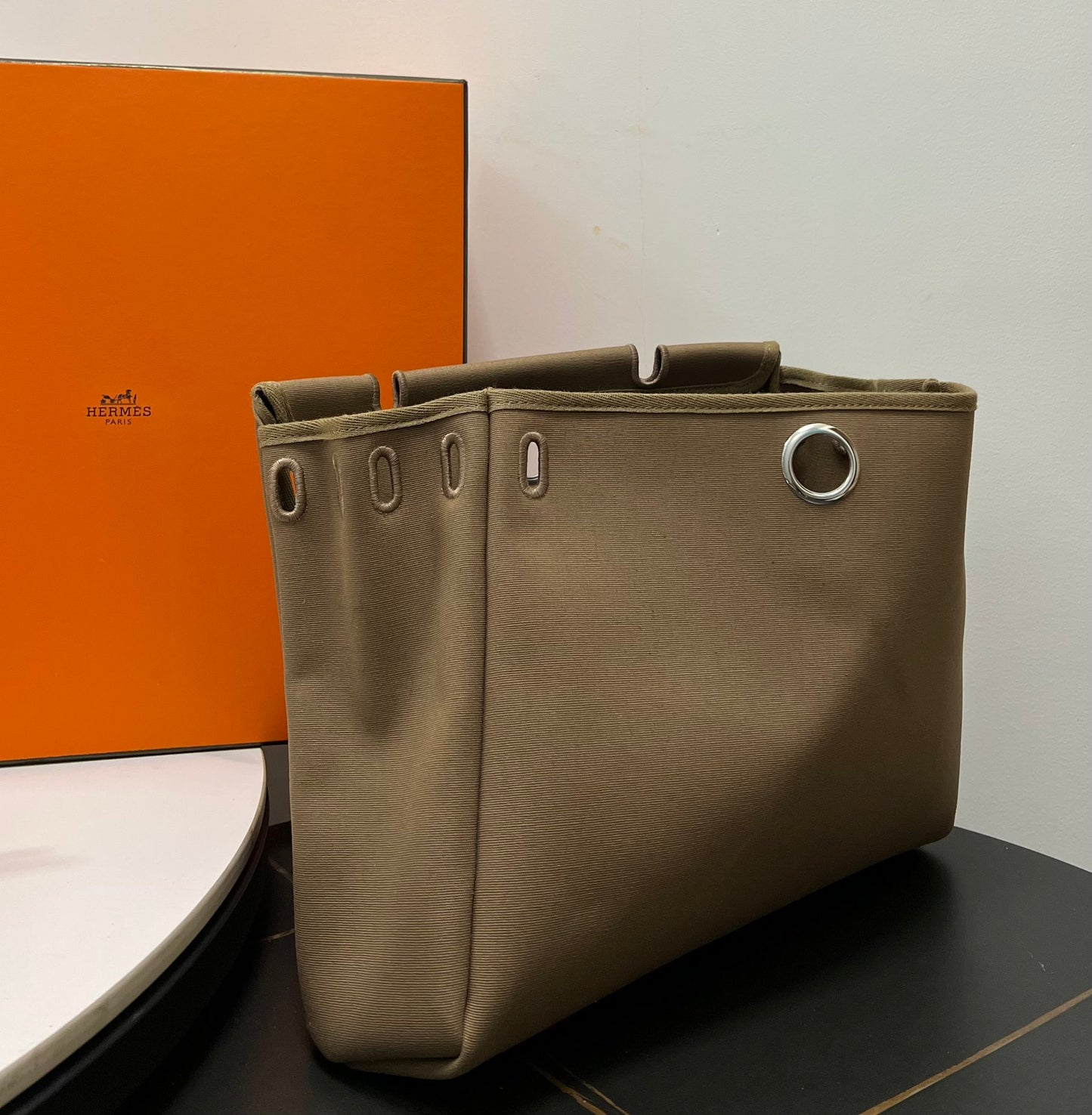 ** Premium Elephant Gray Herbag 31cm - Semi-Handmade Luxury Handbag

**