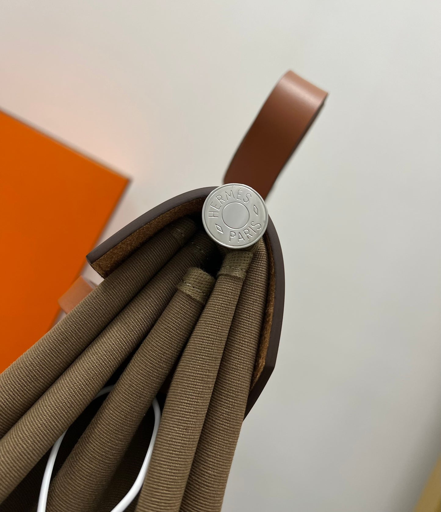 ** Elephant Gray Herbag 39cm - Elegant Designer Bag with Silver Buckle

**