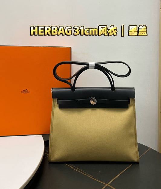 ** Premium Herbag-Inspired Windbreaker Bag - Black with Silver Buckle

**