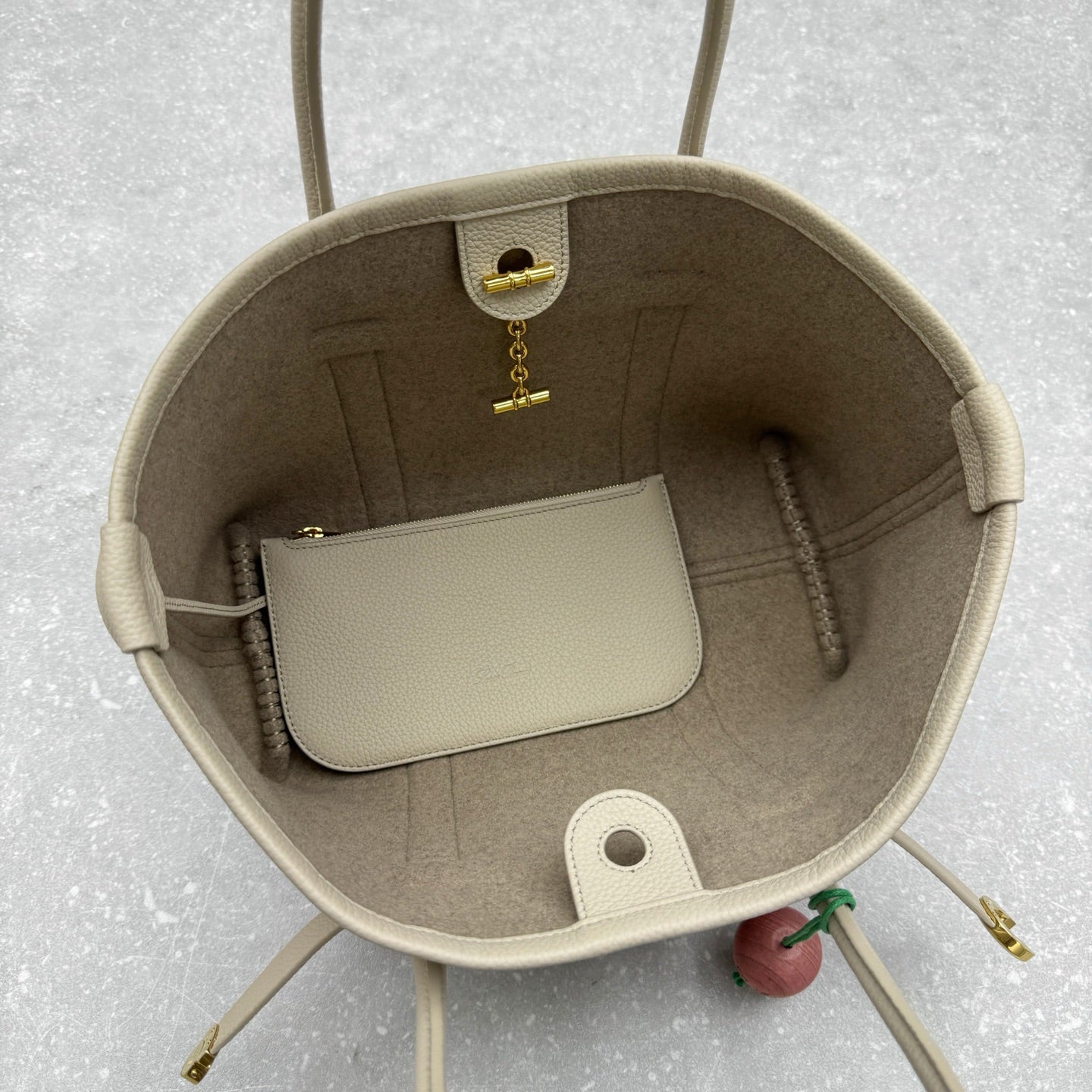 ** Loro Piana Ghiera Leather Tote Bag - Light Gray 

**