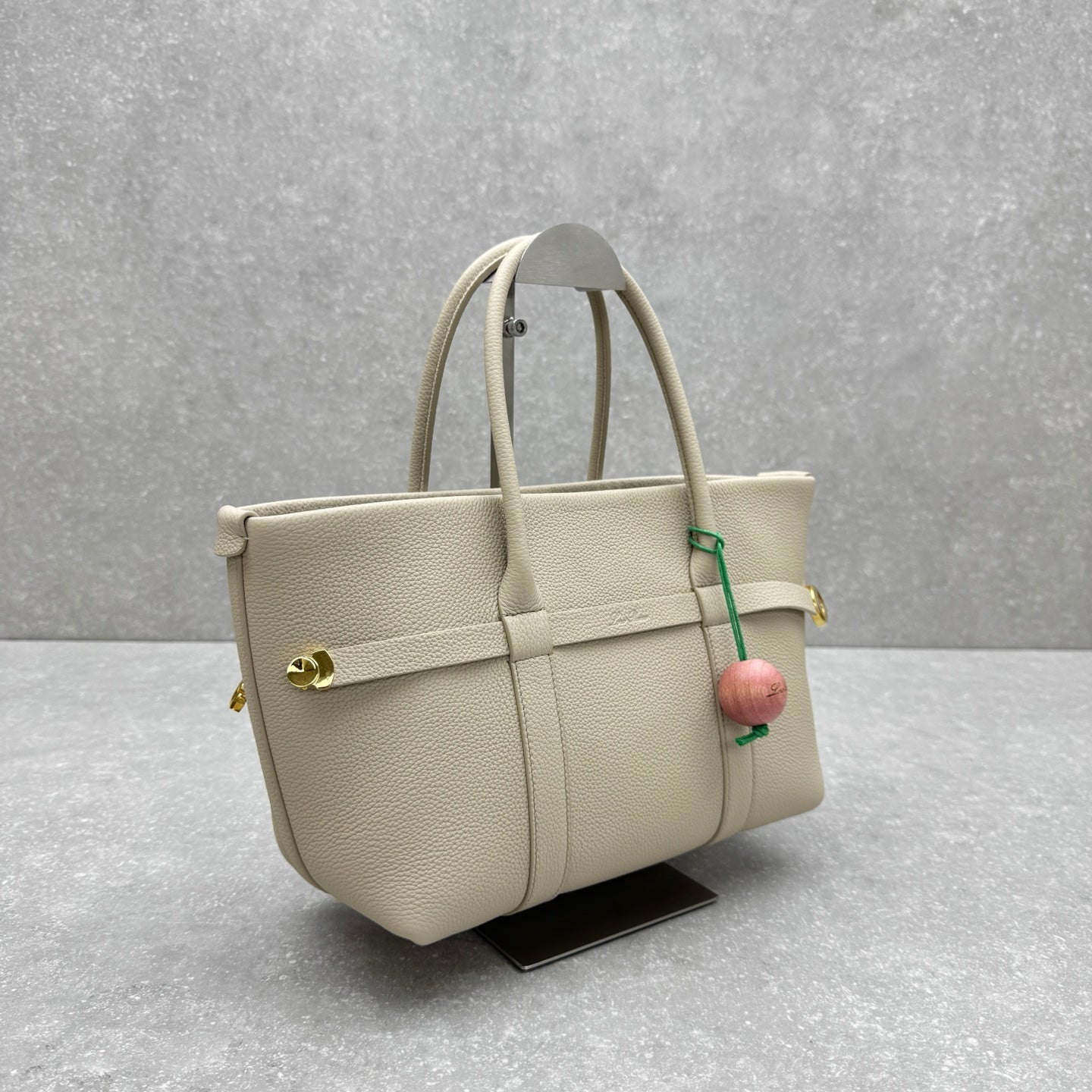 ** Loro Piana Ghiera Leather Tote Bag - Light Gray 

**